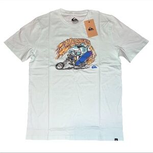 Quiksilver Mint Short Sleeve Shark Motorcycle Graphic Tee Shirt Boys Large NWT